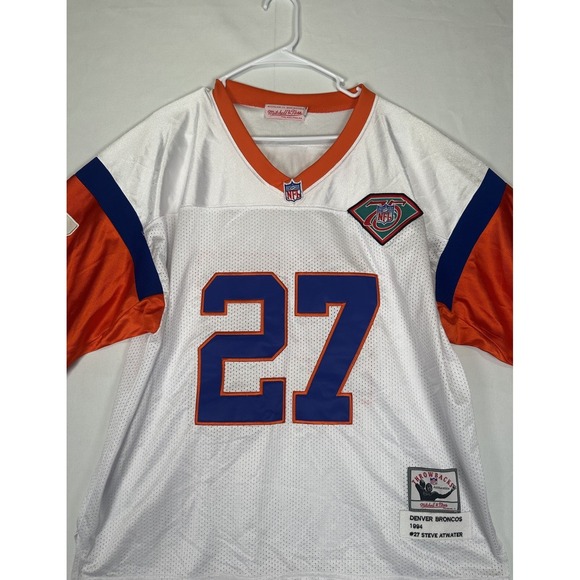 VTG‎ Steve Atwater Jersey Men's 52 White NFL 75th Denver Broncos 1994 Throwbacks - Picture 1 of 9